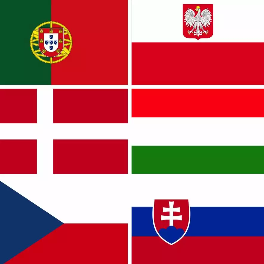 Drapeau Portugal Pologne Hongrie Danemark